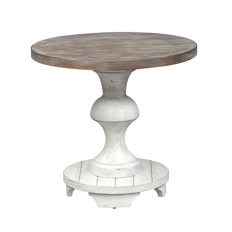 Sedona Round End Table in Heavy Distressed White