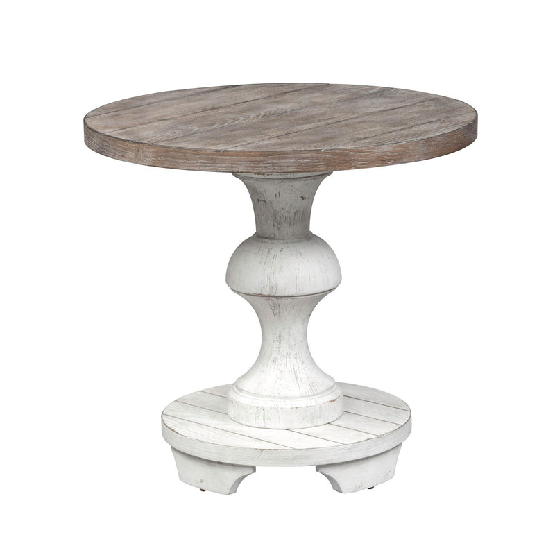 Sedona Round End Table in Heavy Distressed White