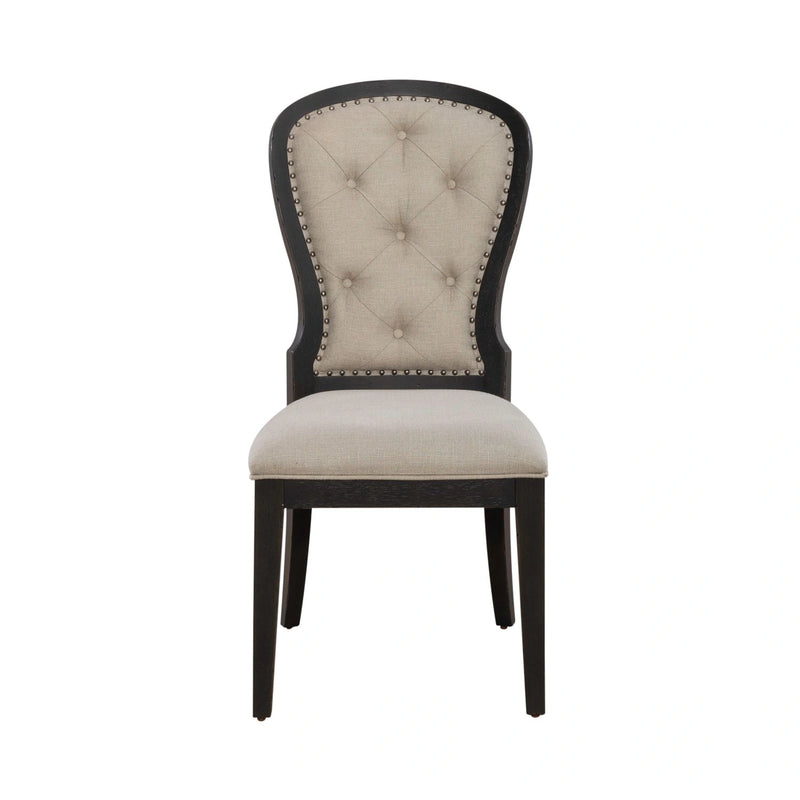 Americana Farmhouse Uph Tufted Back Side Chair - Black image