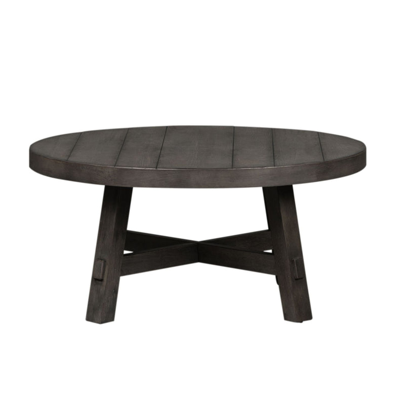 Modern Farmhouse Splay Leg Round Cocktail Table in Dusty Charcoal