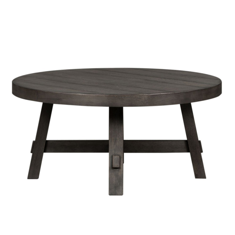 Modern Farmhouse Splay Leg Round Cocktail Table in Dusty Charcoal image