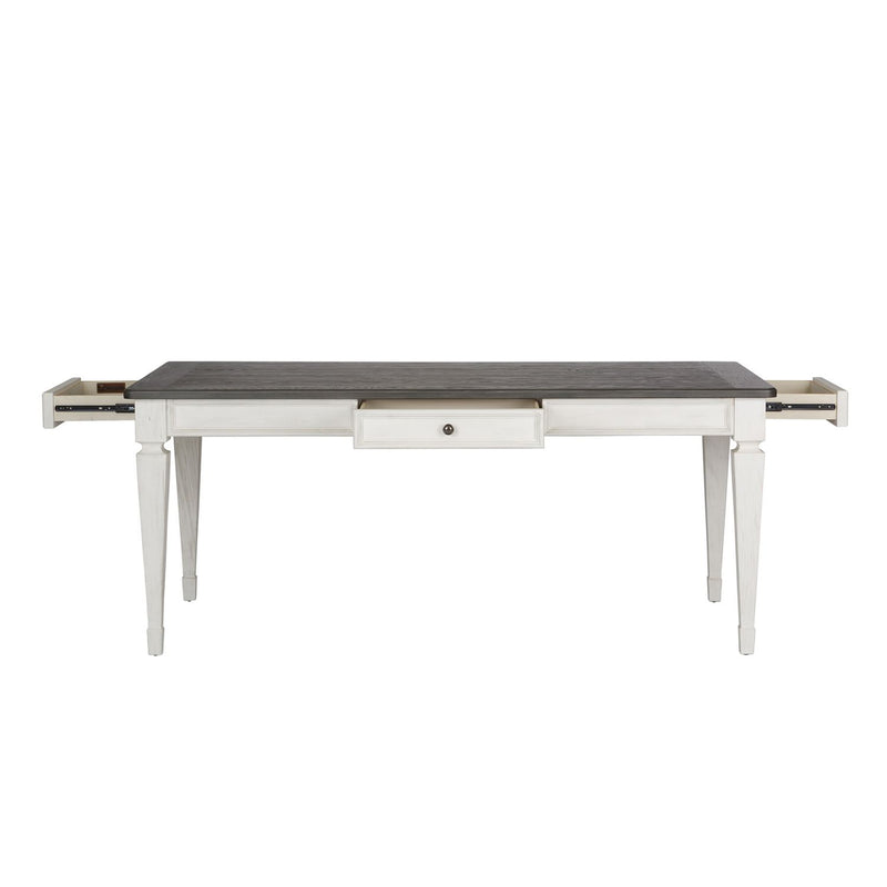 Allyson Park Rectangular Leg Table in White with Charcoal