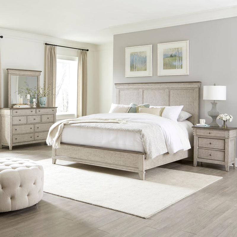 Ivy Hollow King Panel Bed, Dresser & Mirror, Night Stand image