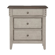 Ivy Hollow 3 Drawer Nightstand w/ Charging Station in Weathered Linen image