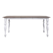 Ocean Isle Rectangular Leg Table in Antique White with Weathered Pine image