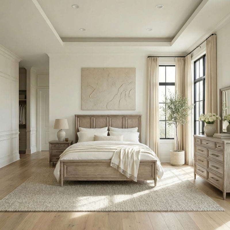 Rochelle Park California Panel Bed, Dresser & Mirror, Night Stand image