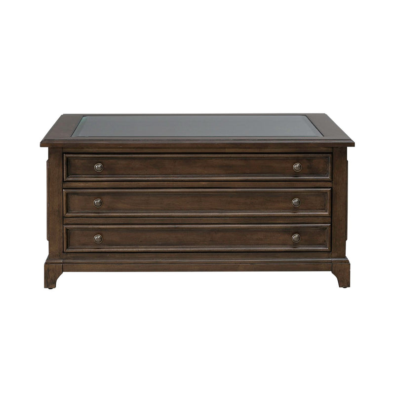 Arden Road Square Collector Cocktail Table in Satin Cherry