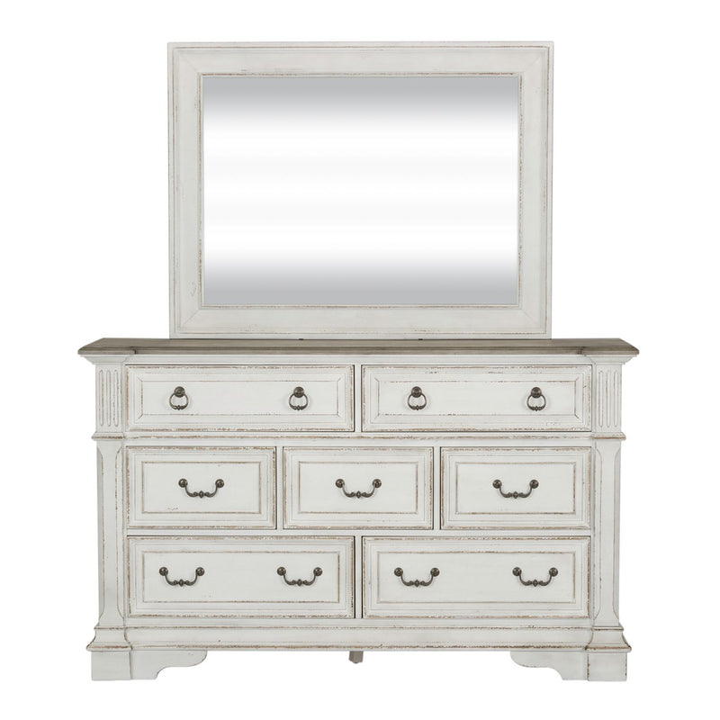 Abbey Park King California Panel Bed, Dresser & Mirror, Night Stand