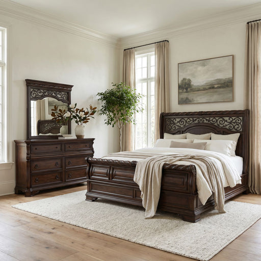 Arbor Place King Sleigh Bed, Dresser & Mirror image