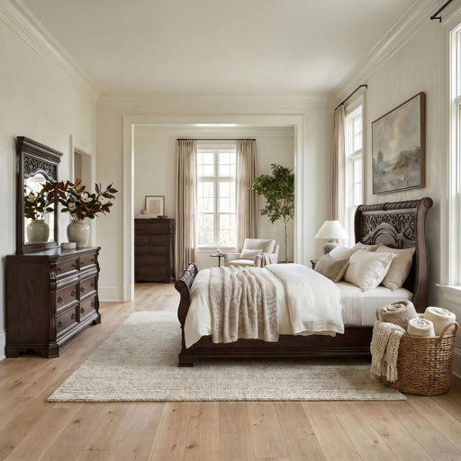 Arbor Place King Sleigh Bed, Dresser & Mirror, Chest image