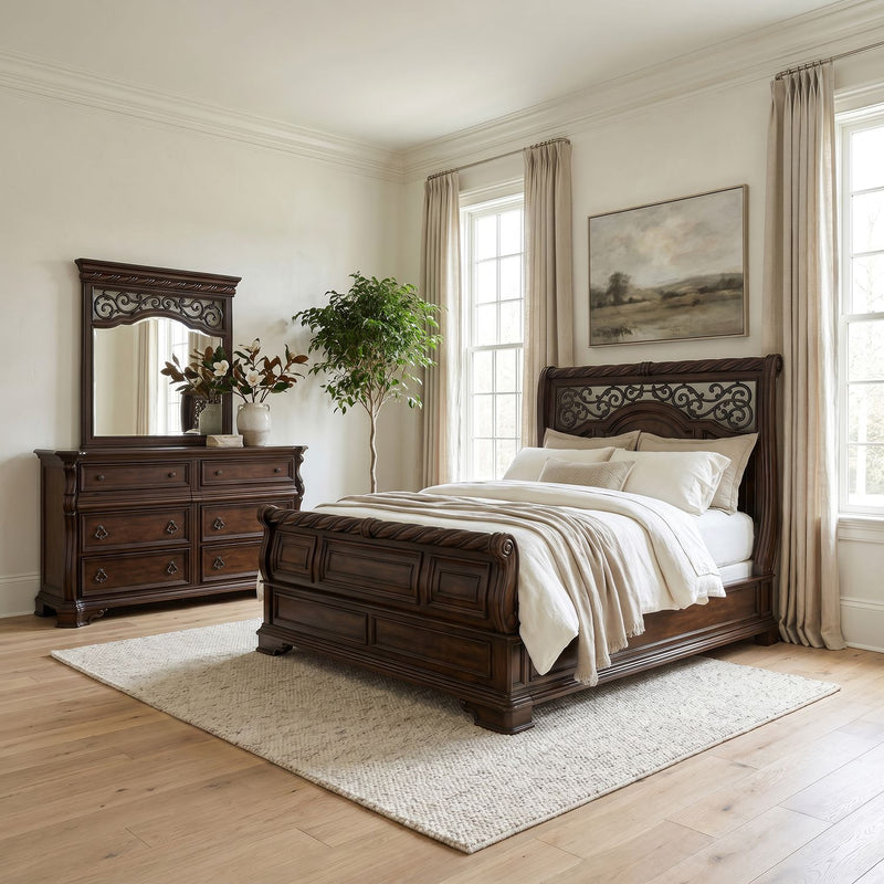 Arbor Place Queen Sleigh Bed, Dresser & Mirror image