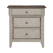 Ivy Hollow 3 Drawer Nightstand w/ Charging Station in Weathered Linen image
