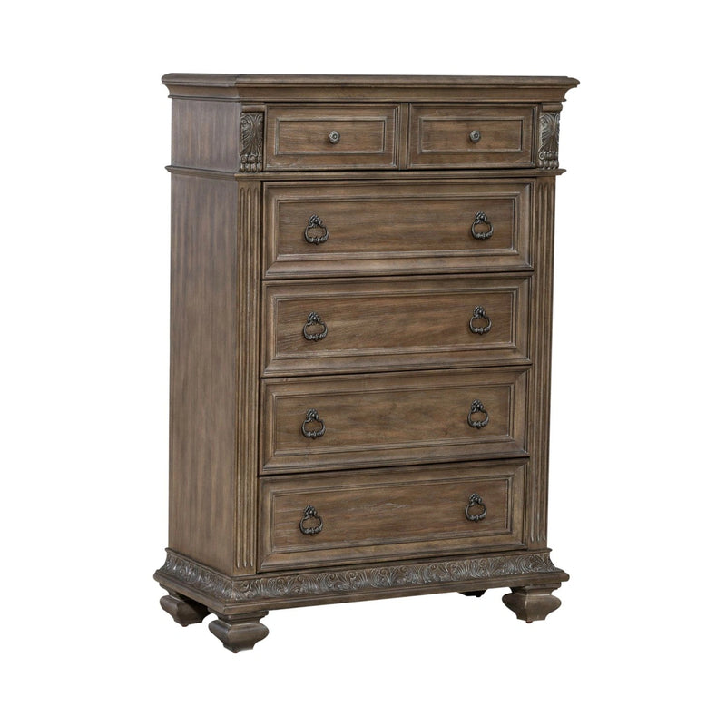 Carlisle Court 5 Drawer Chest in Chestnut with Dusty Wax image