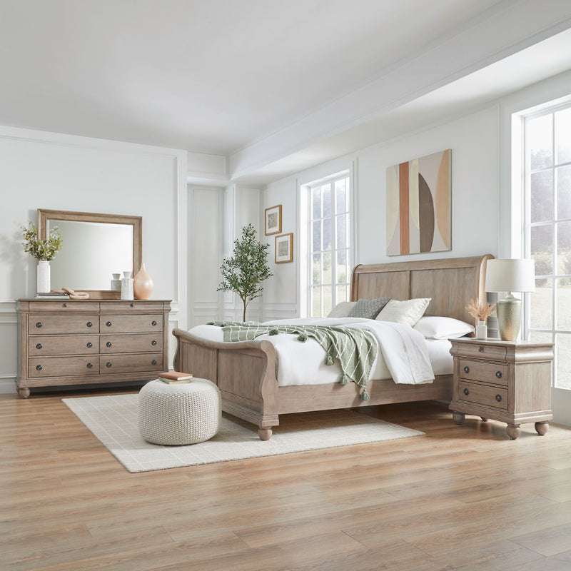 Rustic Traditions King Sleigh Bed, Dresser & Mirror, Night Stand image