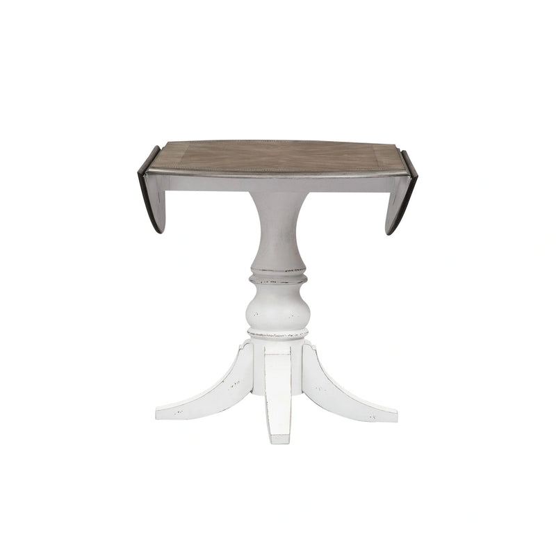 Magnolia Manor Drop Leaf Table in Antique White Base w/ Weathered Bark Tops image