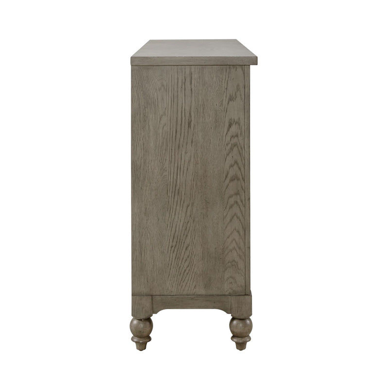 Americana Farmhouse 9 Drawer Dresser in Dusty Taupe and Black