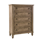 Americana Farmhouse 5 Drawer Chest in Dusty Taupe and Black image