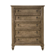 Americana Farmhouse 5 Drawer Chest in Dusty Taupe and Black image