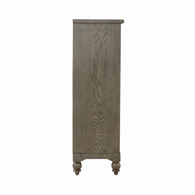 Americana Farmhouse 5 Drawer Chest in Dusty Taupe and Black