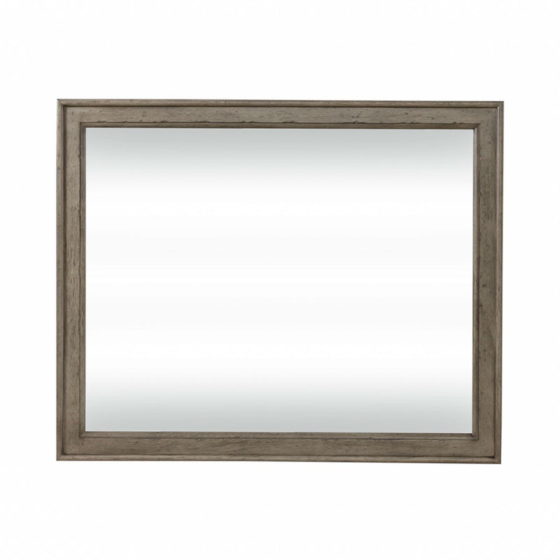 Americana Farmhouse Landscape Mirror in Dusty Taupe and Black
