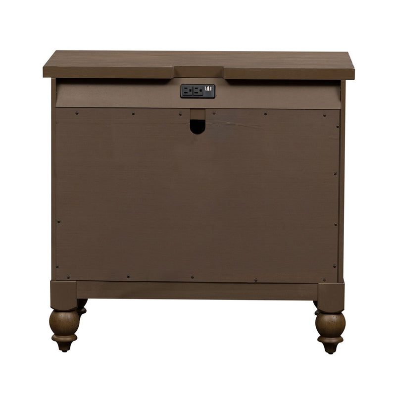 Americana Farmhouse 6 Drawer Bedside Chest in Dusty Taupe and Black