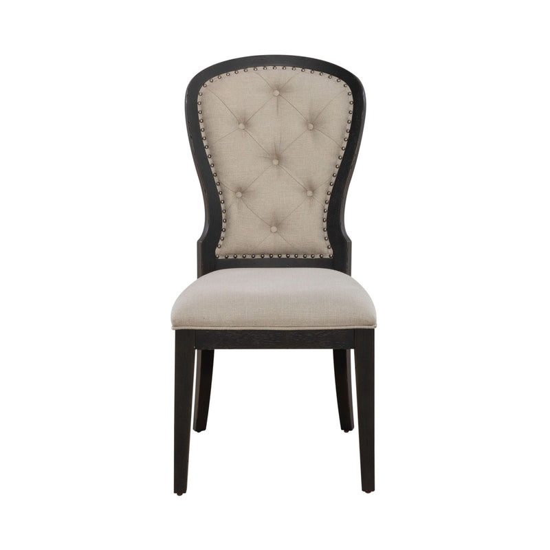 Americana Farmhouse Uph Tufted Back Side Chair - Black