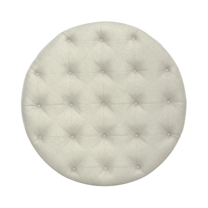 Americana Farmhouse Round Cocktail Ottoman in Dusty Taupe image