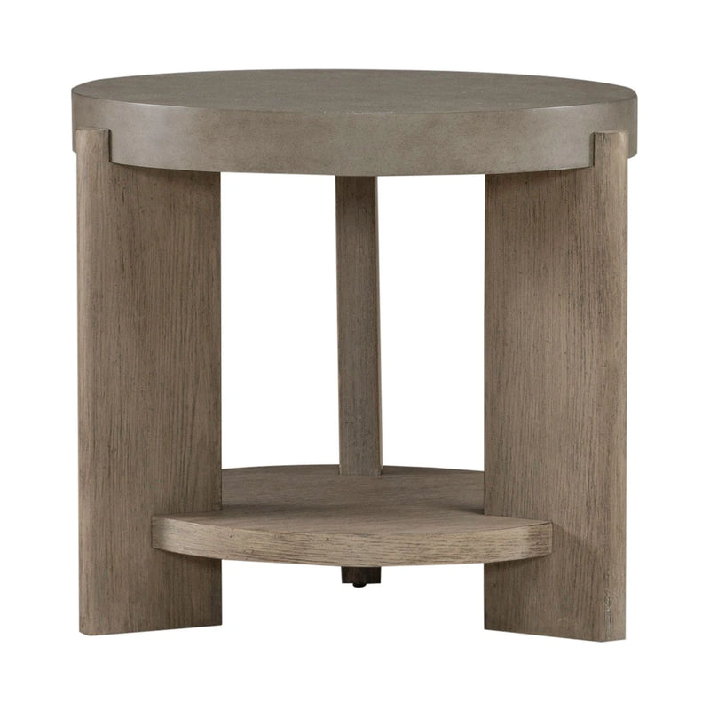 Affinity Round End Table in Dusty Taupe with Concrete Top image