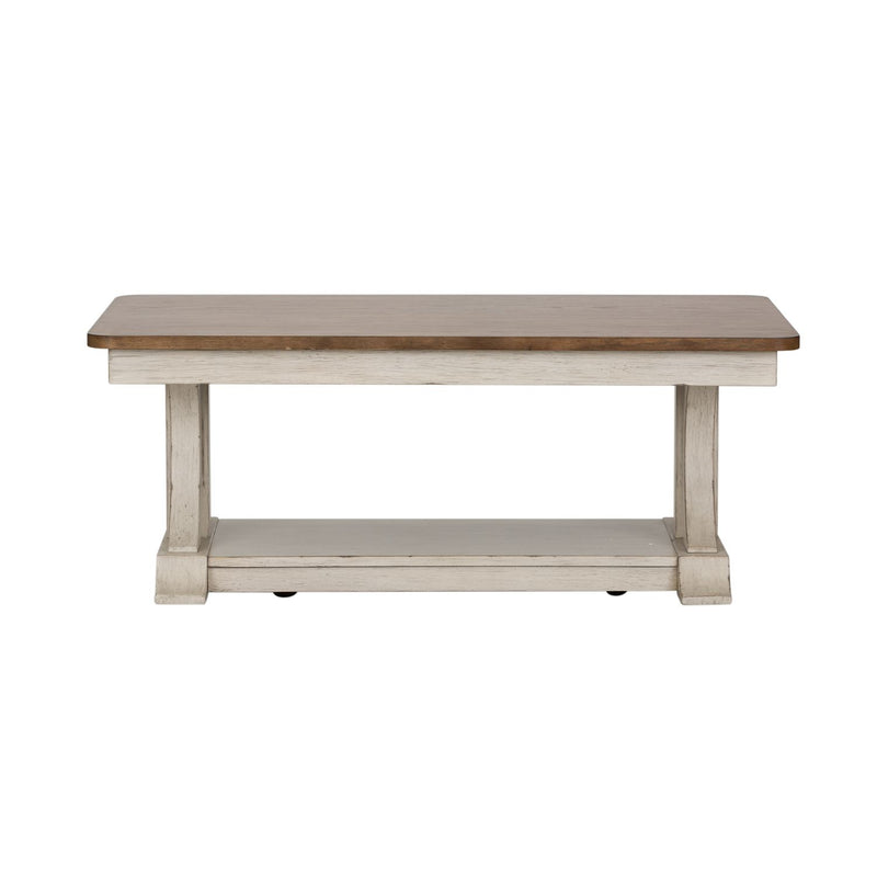 Farmhouse Reimagined Rectangular Cocktail Table in Antique White