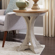 Farmhouse Reimagined Round Chair Side Table in Antique White image