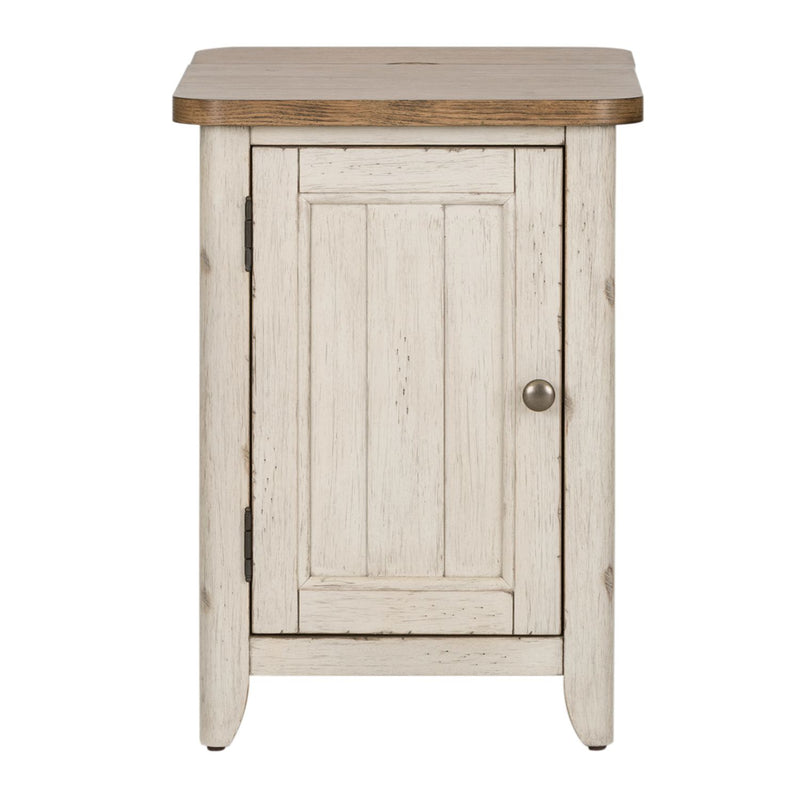 Farmhouse Reimagined Door Chair Side Table w/ Charging in Antique White image