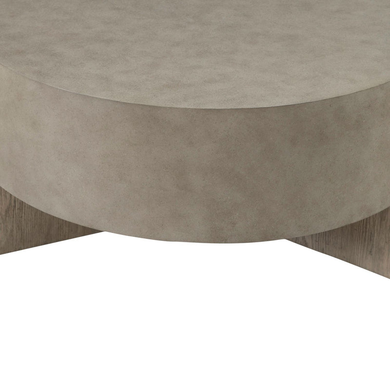 Affinity Round Cocktail Table in Dusty Taupe with Concrete Top