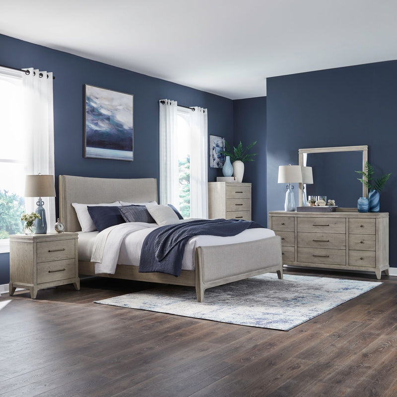 New Haven King California Uph Bed, Dresser & Mirror, Chest, Night Stand image