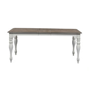 Magnolia Manor Leg Table in Antique White Base w/ Weathered Bark Tops image