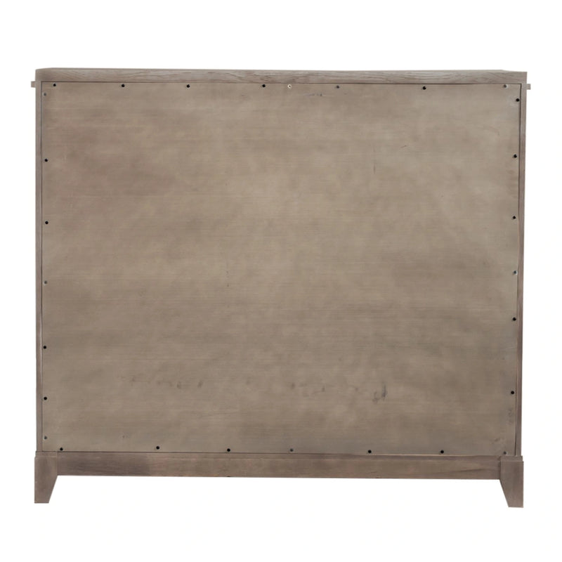Belmar 9 Drawer Bureau Dresser in Washed Taupe and Silver Champagne image