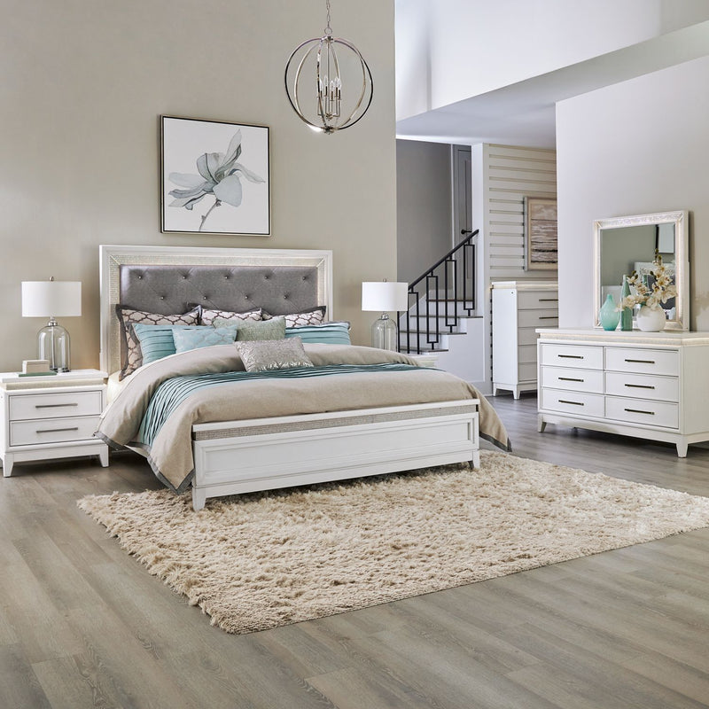 Reflections Queen Uph Bed, Dresser & Mirror, Chest, Night Stand image