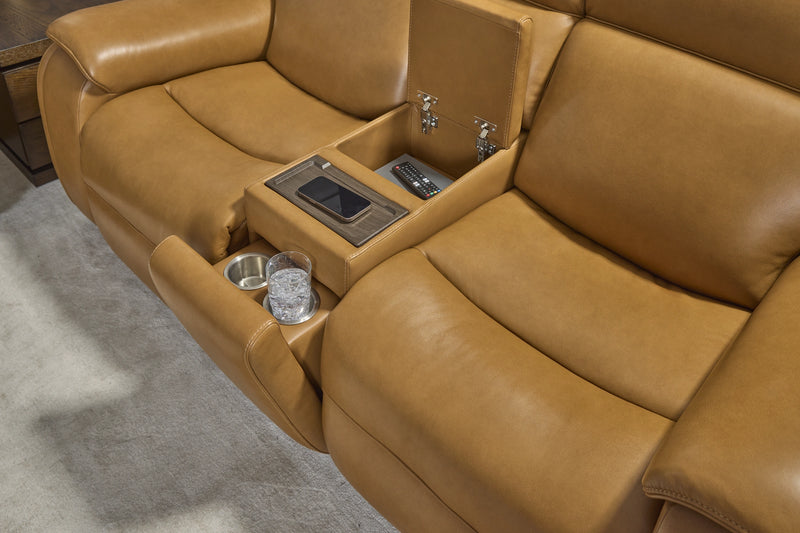 Ziggy Power Reclining Loveseat with Console, Power Headrest, Lumbar, Heat & Massage