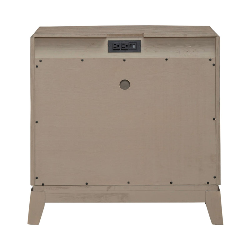 Avalon Nightstand with Charging Station in Burnished Beige
