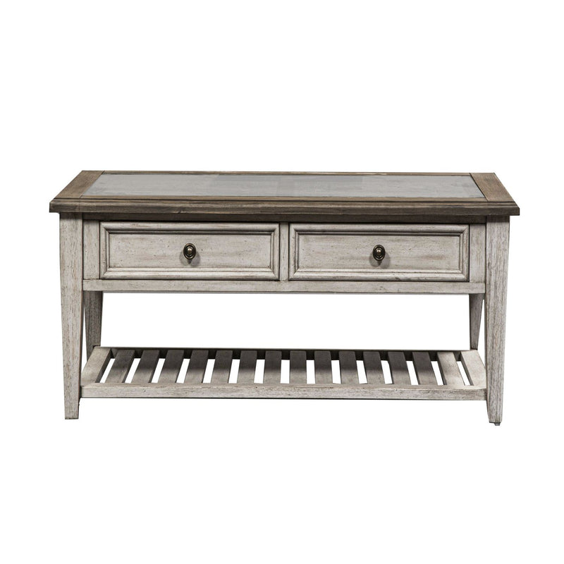 Heartland Rect Ceiling Tile Cocktail Table in Antique White