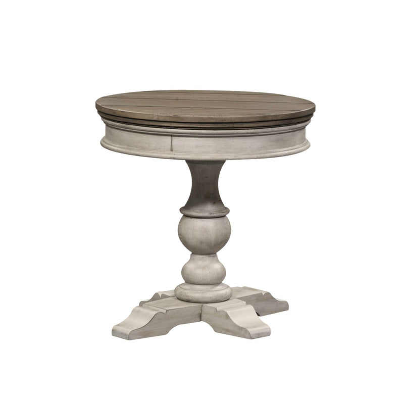 Heartland Round Pedestal Chair Side Table in Antique White image