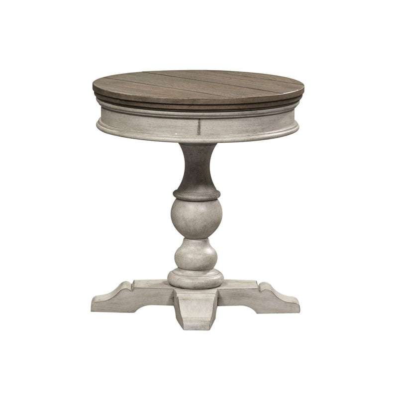 Heartland Round Pedestal Chair Side Table in Antique White image