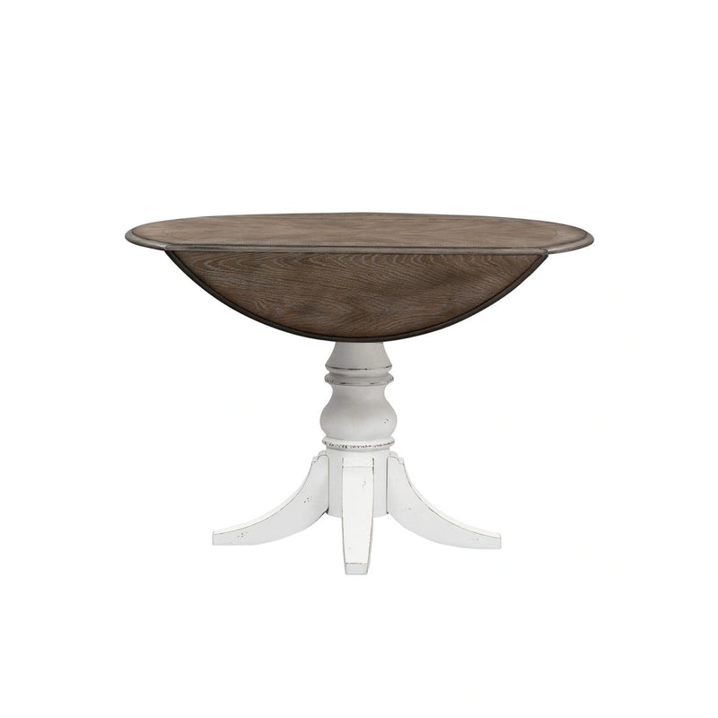 Magnolia Manor Drop Leaf Table in Antique White Base w/ Weathered Bark Tops image