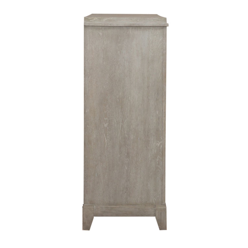 Belmar 9 Drawer Bureau Dresser in Washed Taupe and Silver Champagne