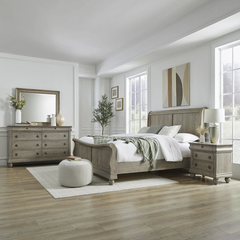 Rustic Traditions King Sleigh Bed, Dresser & Mirror, Night Stand image