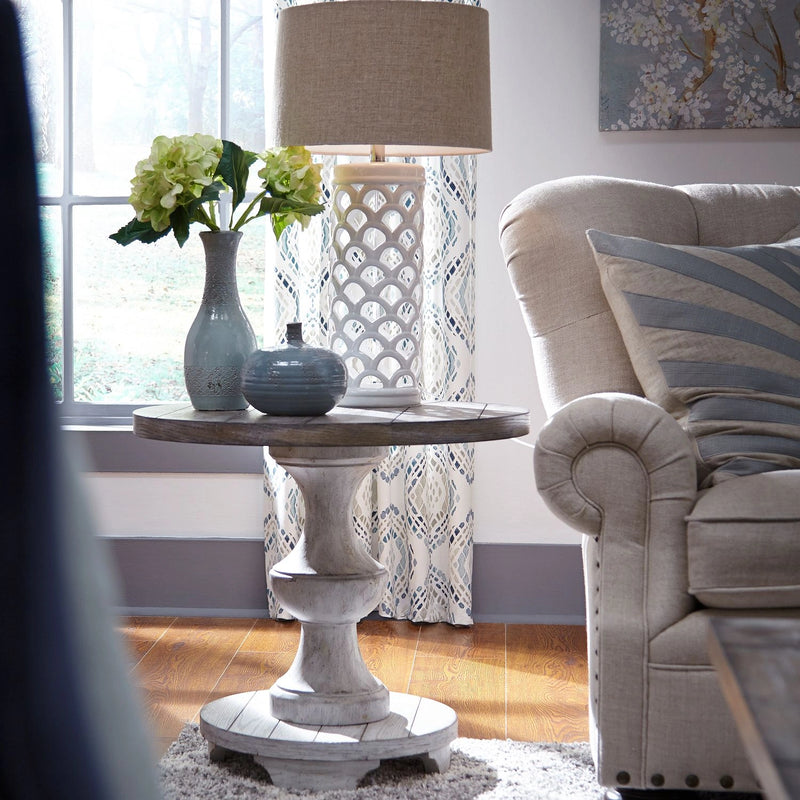 Sedona Round End Table in Heavy Distressed White image