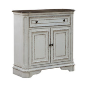 Magnolia Manor Accent Cabinet in Antique White & Weathered Bark EST SHIP TIME APPX 4 WEEKS image