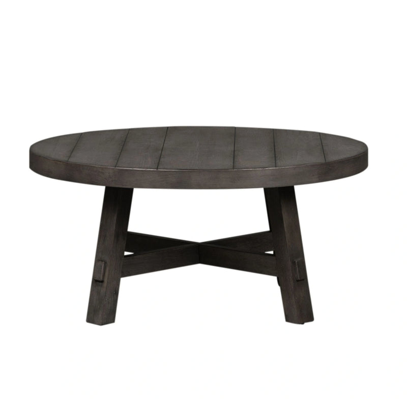Modern Farmhouse Splay Leg Round Cocktail Table in Dusty Charcoal image