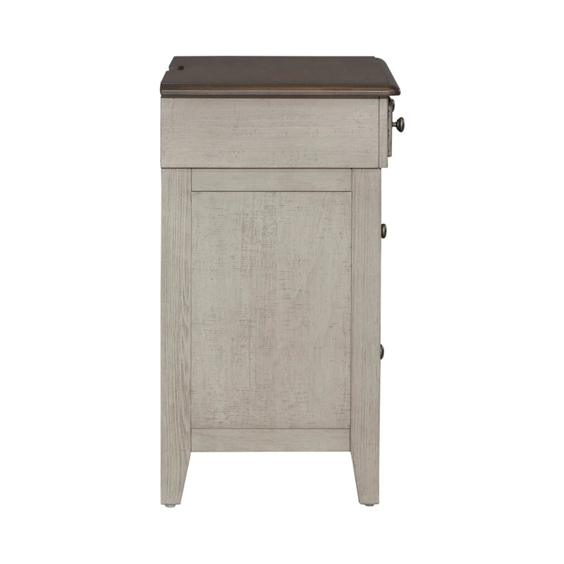 Ivy Hollow 3 Drawer Bedside Chest w/ Charging Station in Weathered Linen image