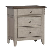 Ivy Hollow 3 Drawer Nightstand w/ Charging Station in Weathered Linen image