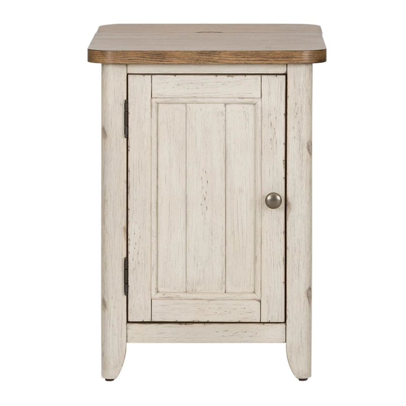 Farmhouse Reimagined Door Chair Side Table w/ Charging in Antique White image
